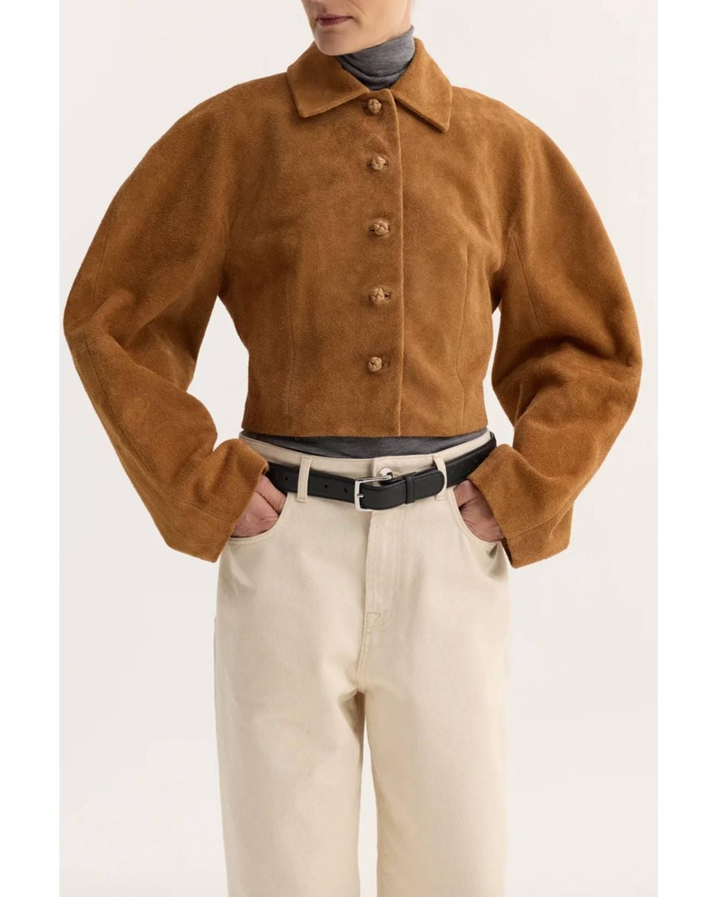Rohe Brown Rounded Textured Suede Jacket