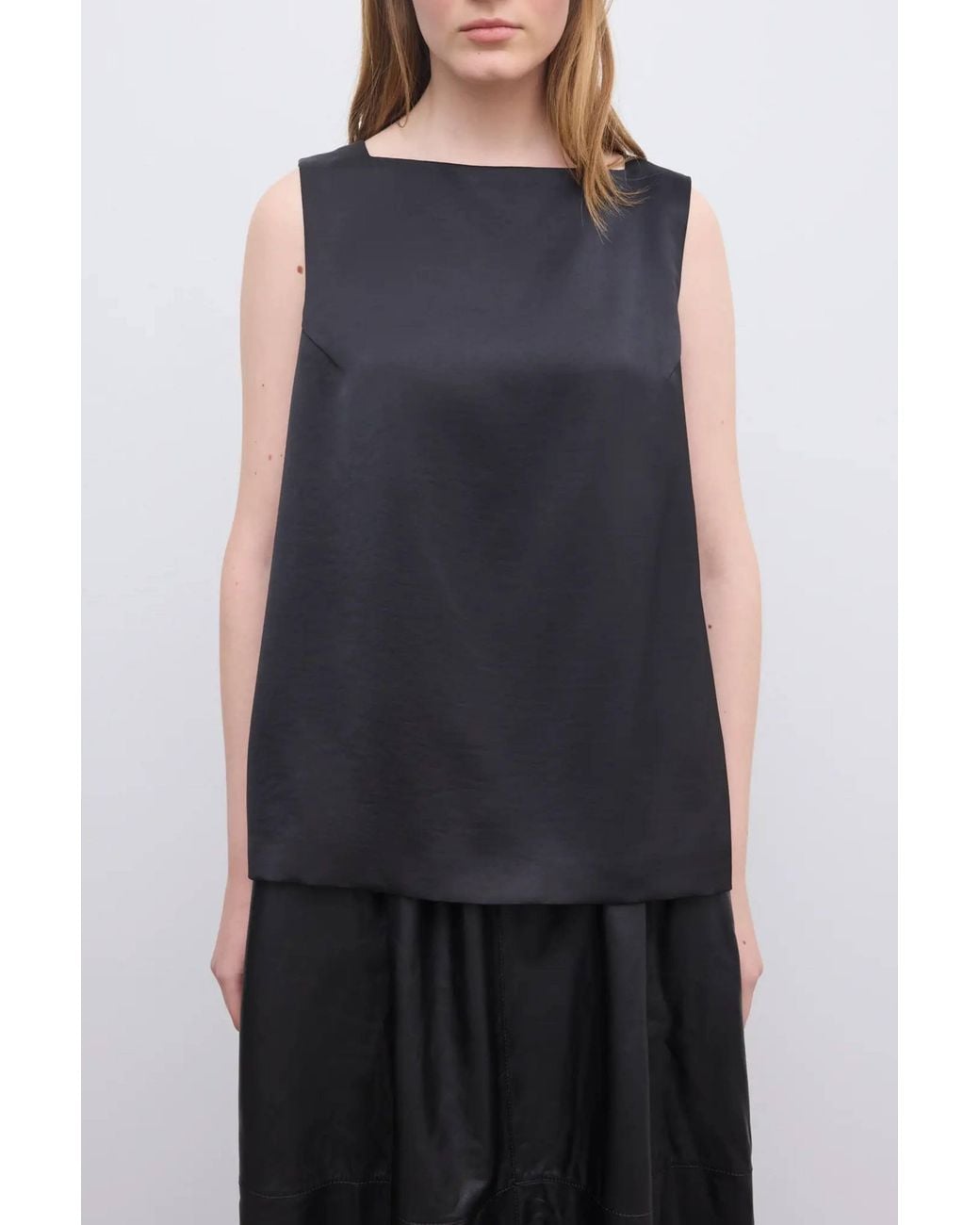 House of Dagmar Black Open Back Satin Top