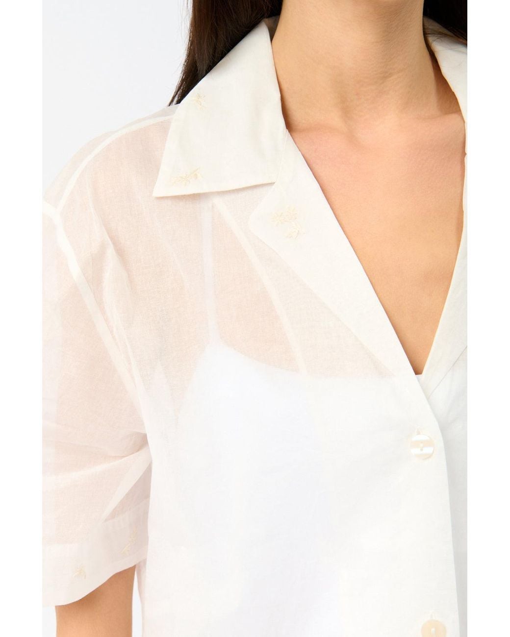 Rohe White Camp Collar Organza Shirt