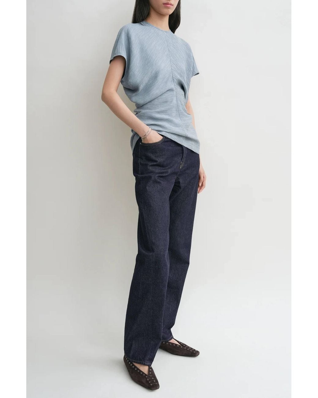 Totême Blue Slouch Waist Top