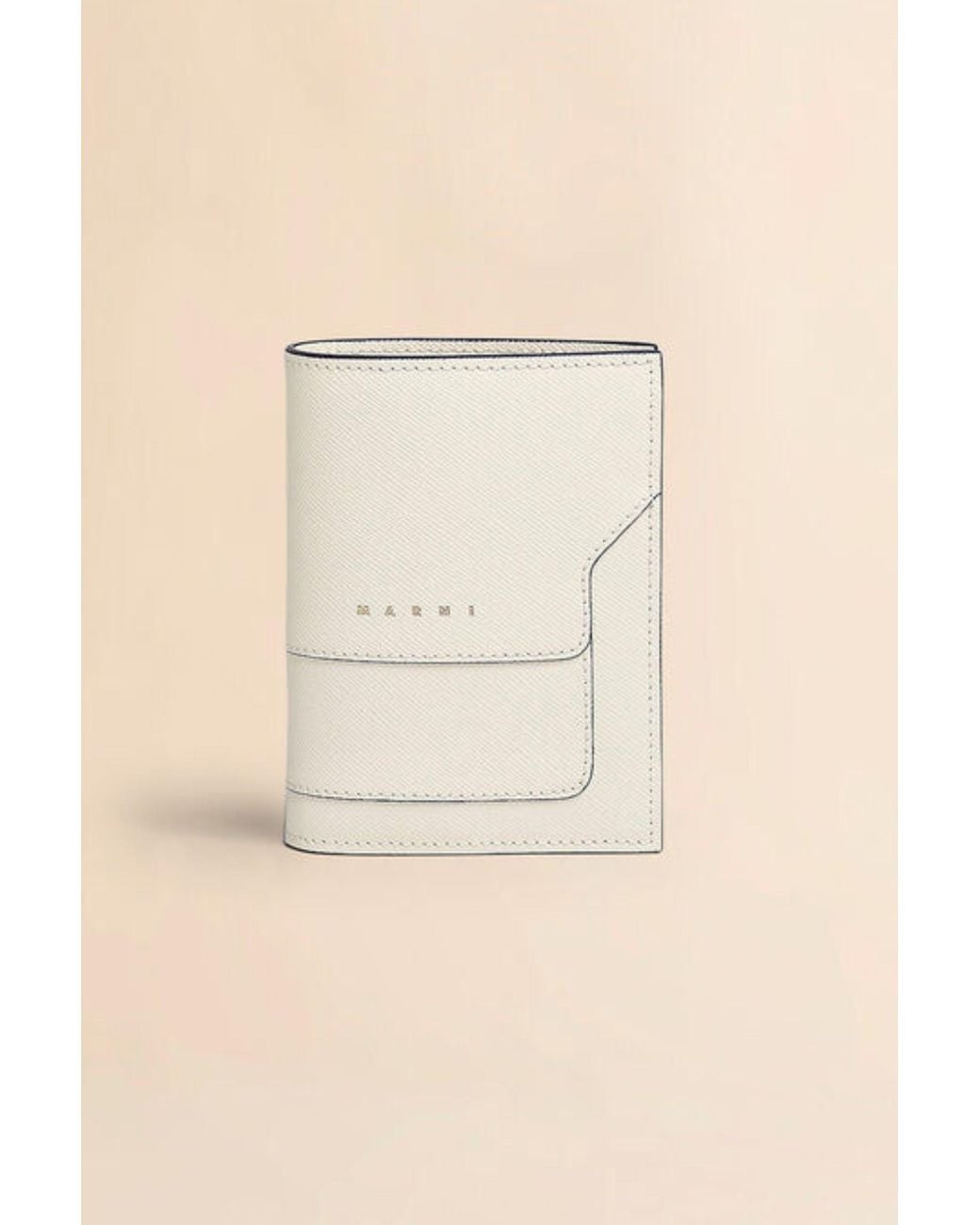 Marni Natural Saffiano Leather Bi-Fold Wallet