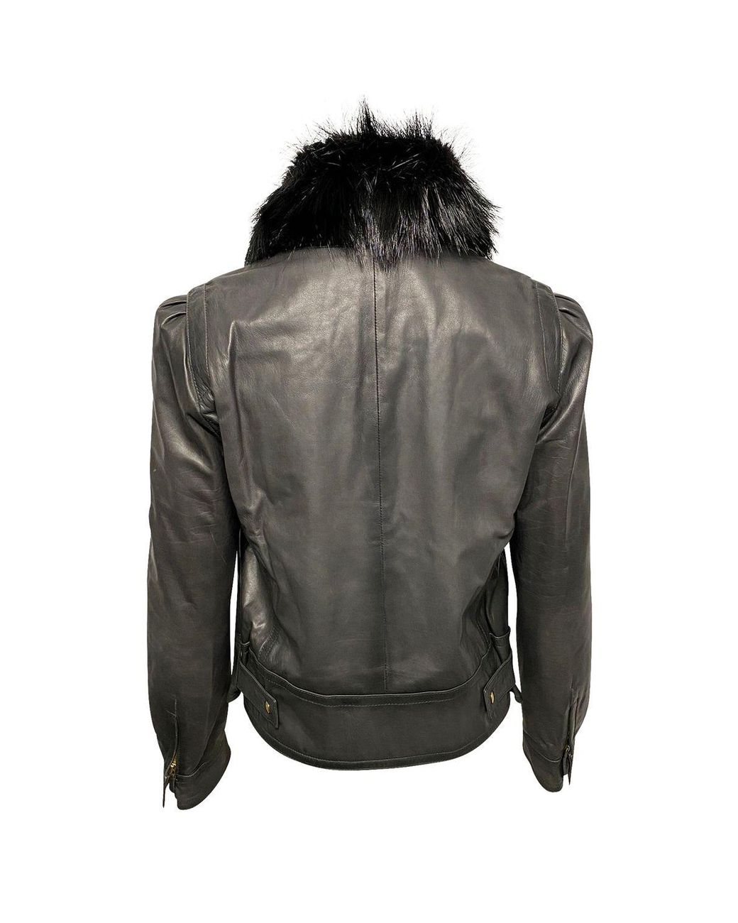 Gucci Black Jacket With Fur Collar Detail