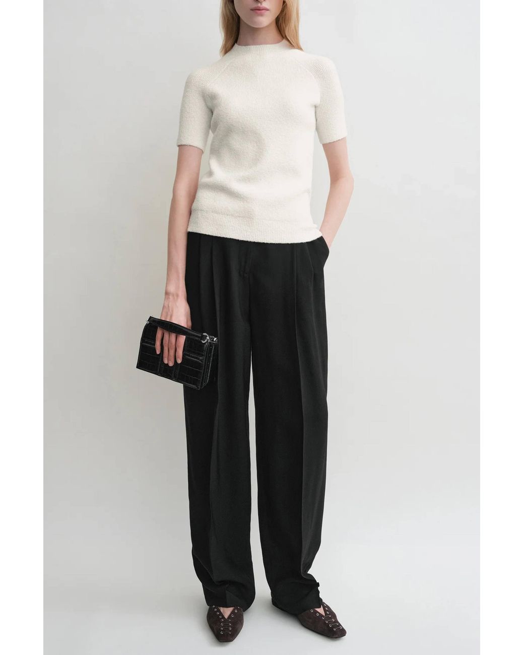 Totême  White Raglan-Sleeve Terry Knit Blouse