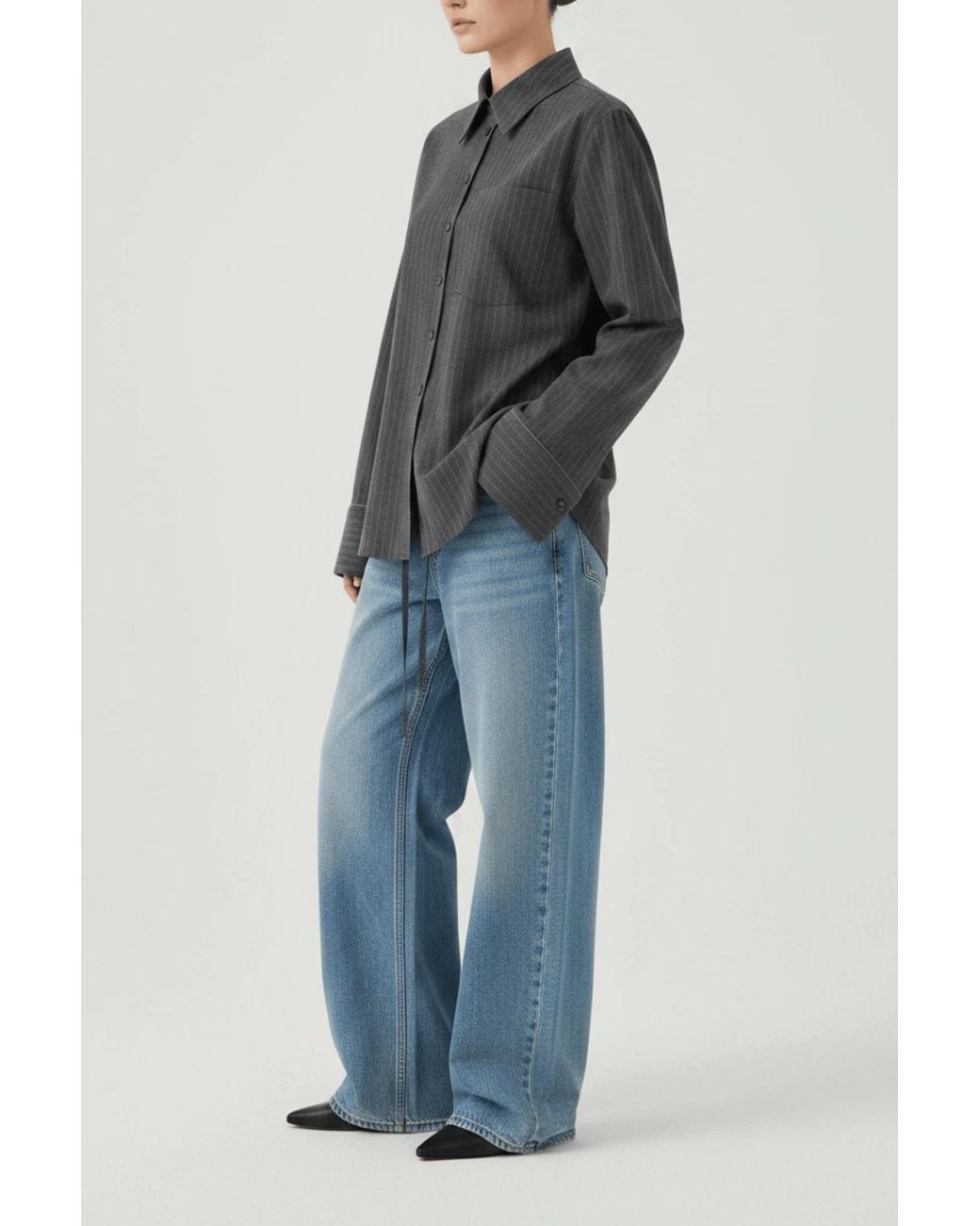 ALIGNE Gray Lb Bronte Pinstripe Shirt