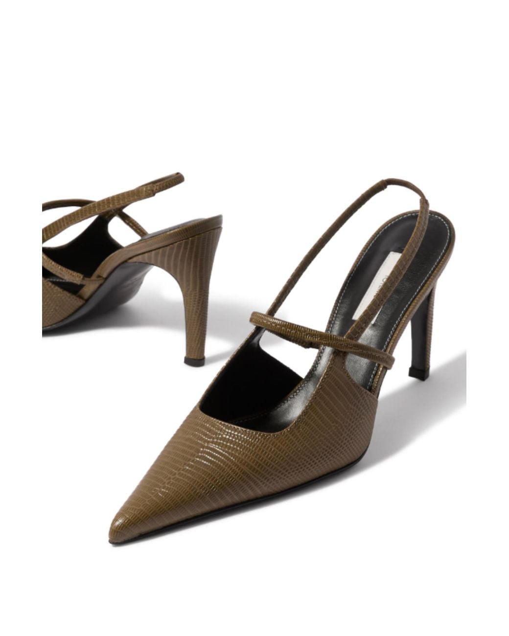 Totême Multicolor 85 Sharp Slingback Lizard Dark