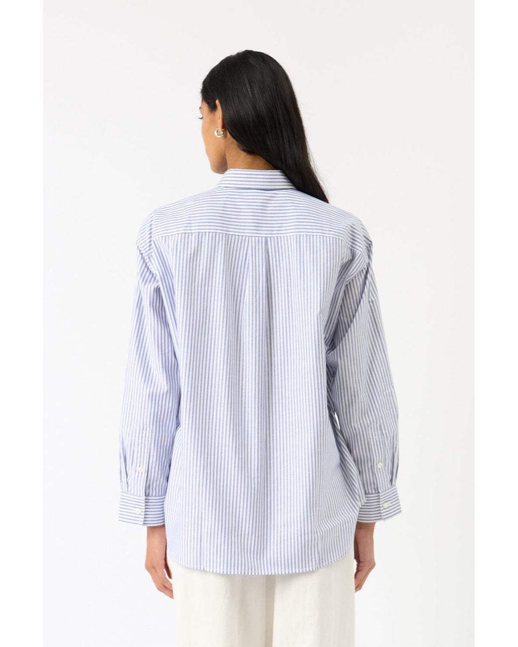 Totême White Striped Half-Placket Shirt