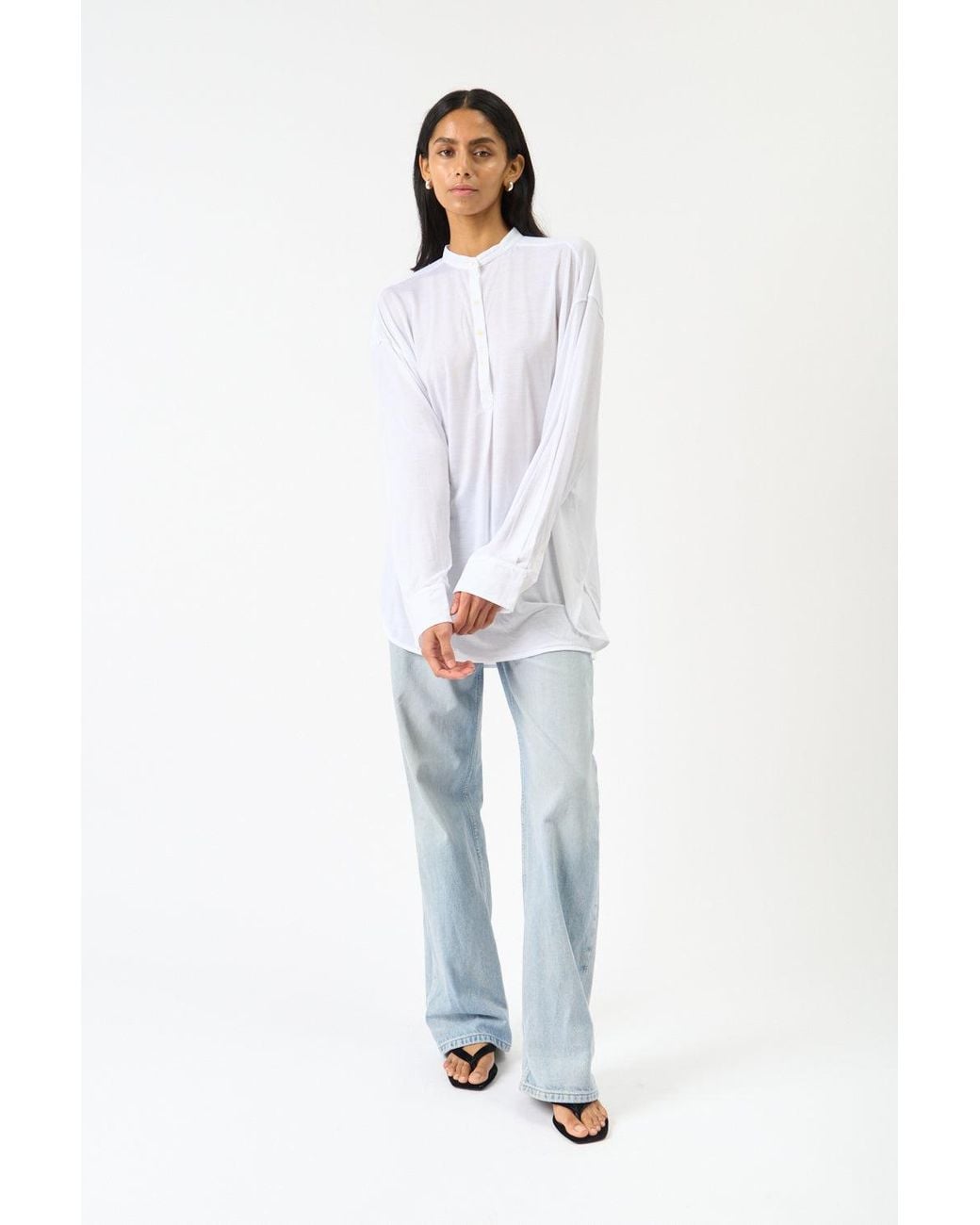 Totême White Fluid Jersey Longline Blouse