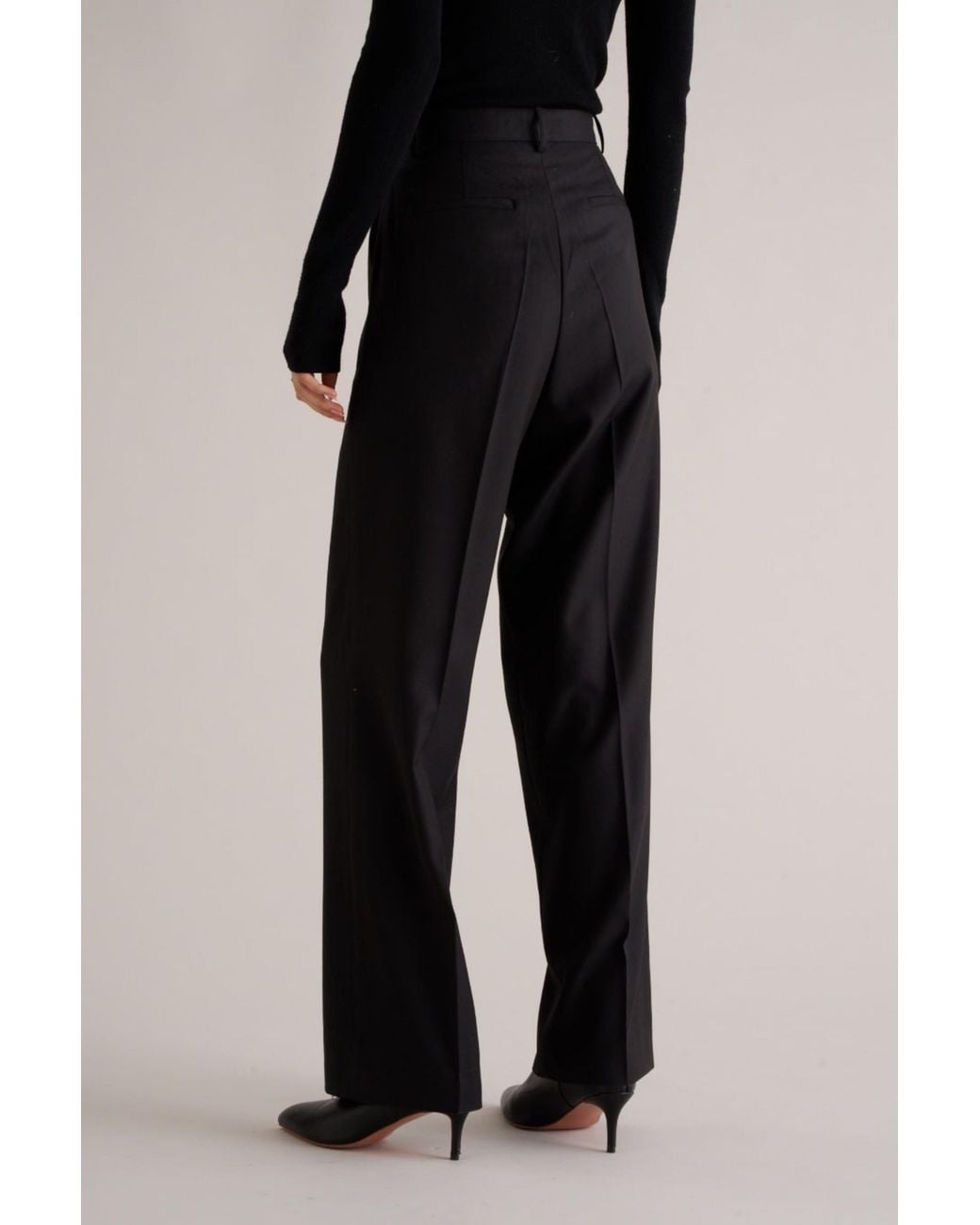 MARCÉLA LONDON Black Kenza Wool Silk Trousers
