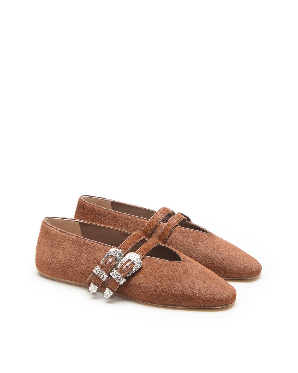 Le Monde Beryl Brown Claudia Slipper With Calf Hair