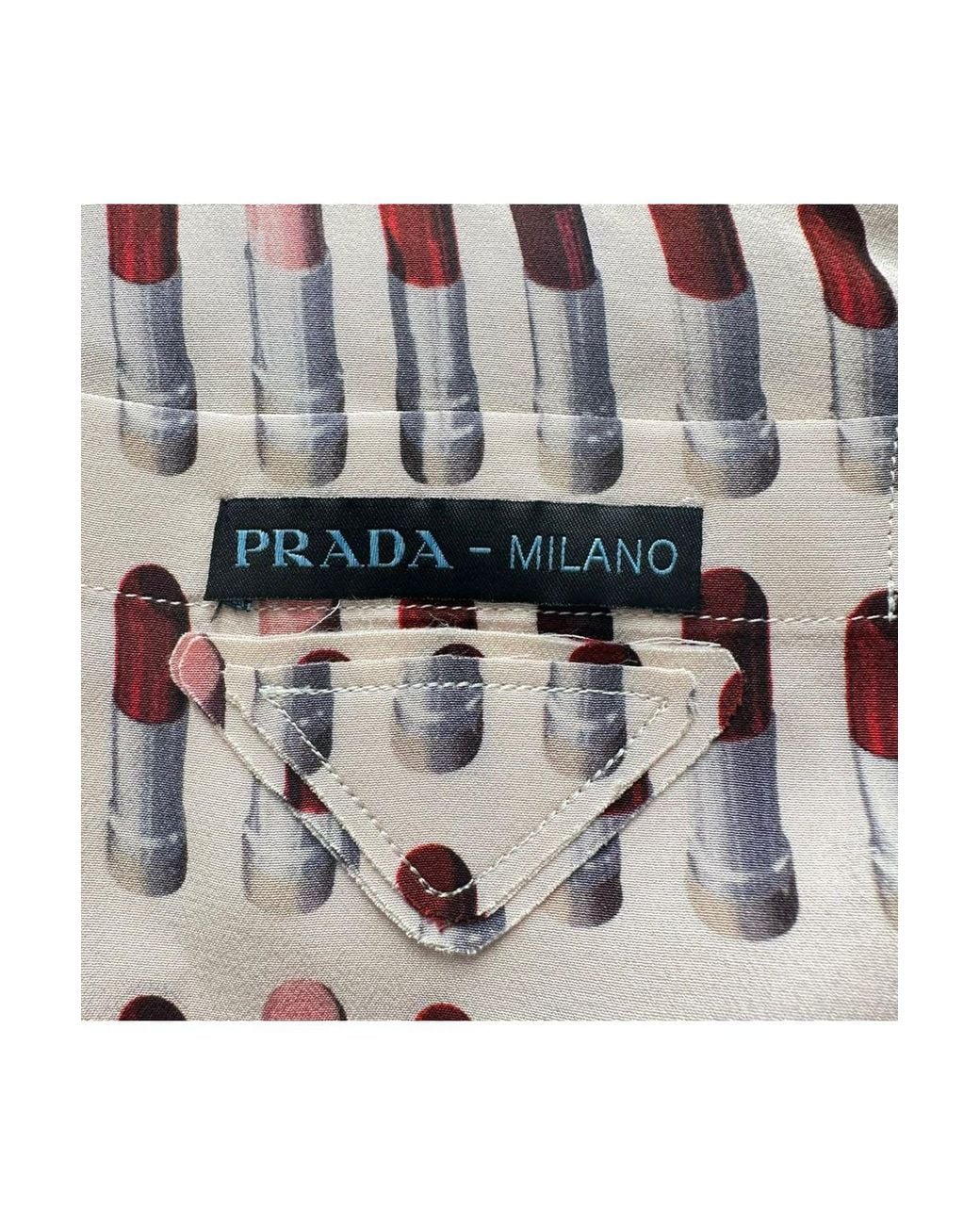 Prada White Lipstick-Print Button-Down Shirt