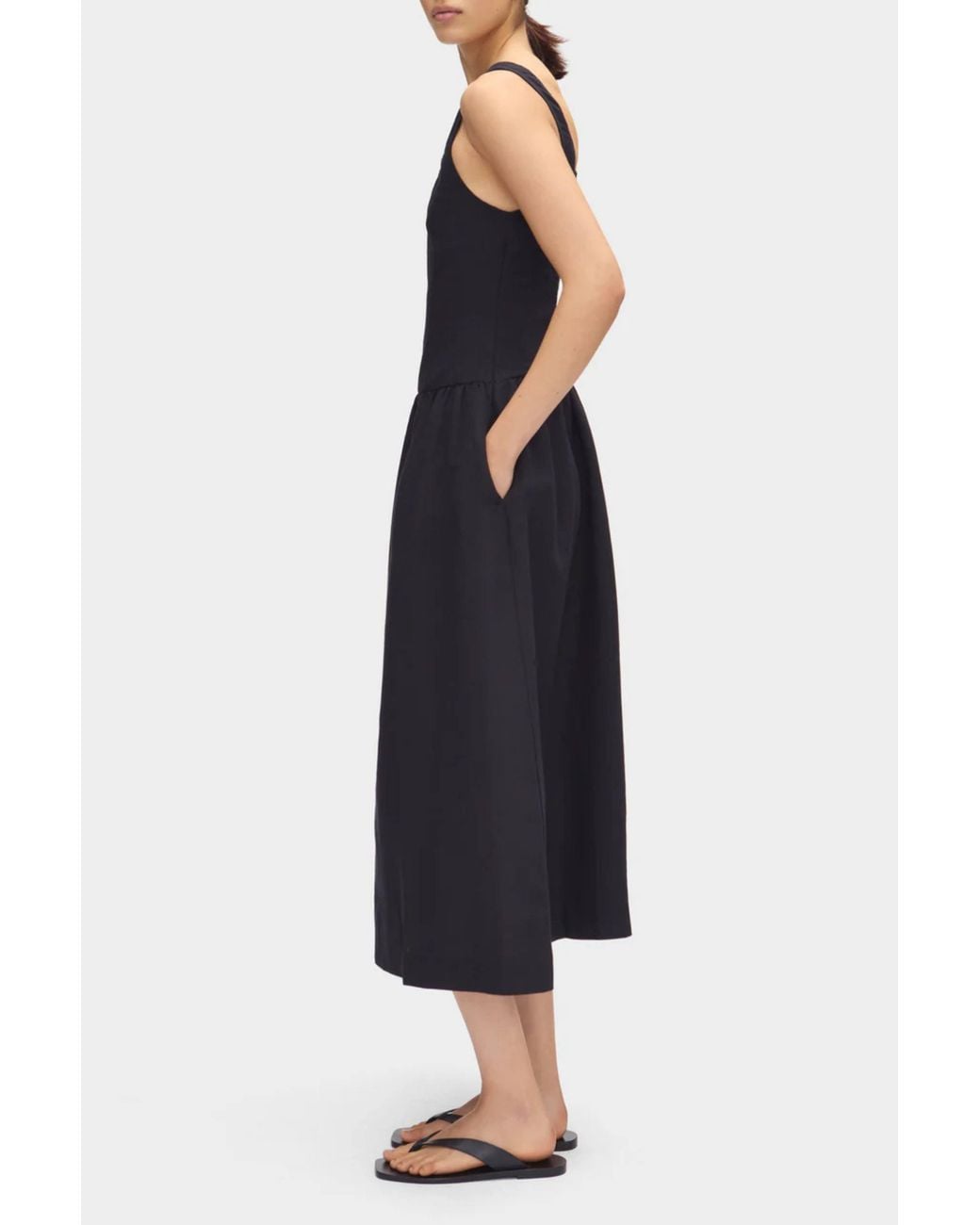 ALIGNE Black Rosia Drop Waist Linen Dress