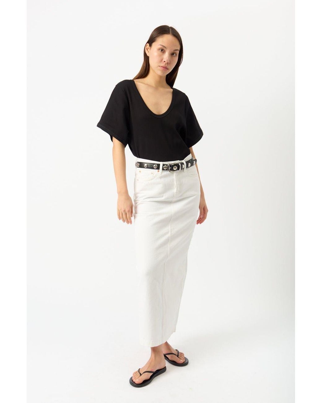 Wardrobe NYC Black Denim Column Skirt