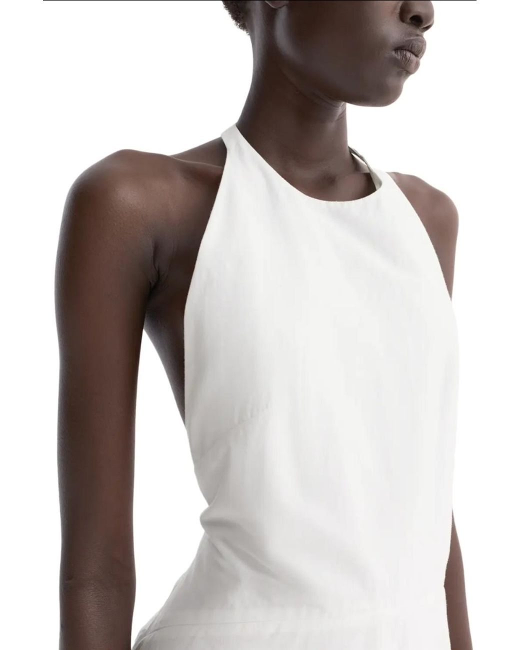 Rohe White Halter Textured Cotton Dress