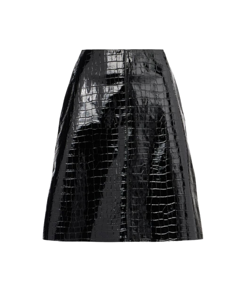 Totême Black Croc-Embossed Skirt