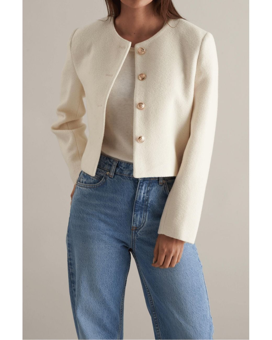 MARCÉLA LONDON Blue Ida Wool Tweed Jacket