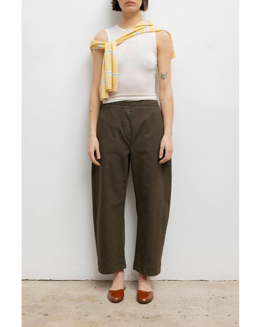 Leset Green The Chloe Barrel Pants