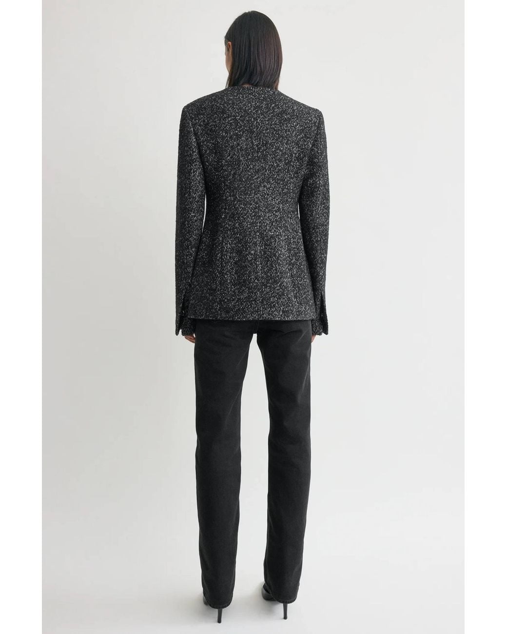 Totême Black Collarless Cinched Jacket