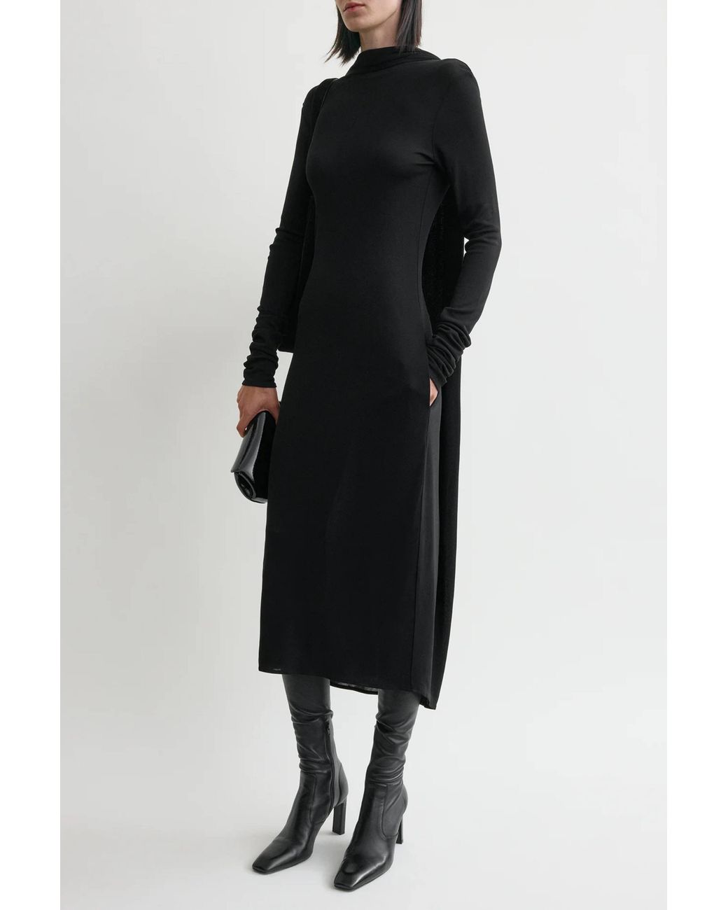 Totême Black Cocoon Cape Dress