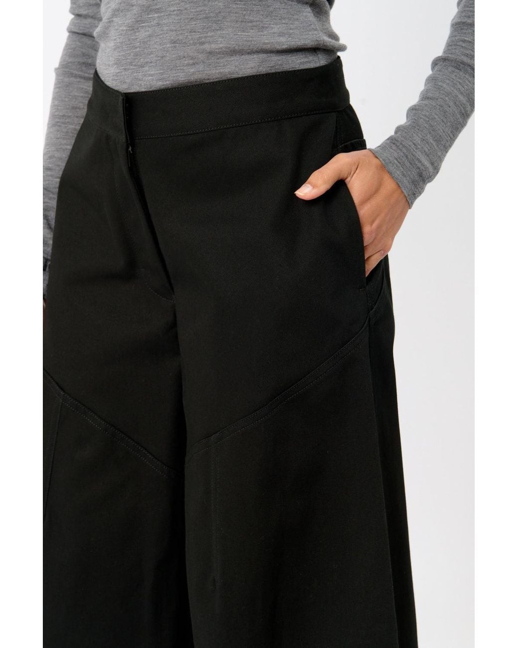 Jil Sander Black Cotton Wide Leg Pants
