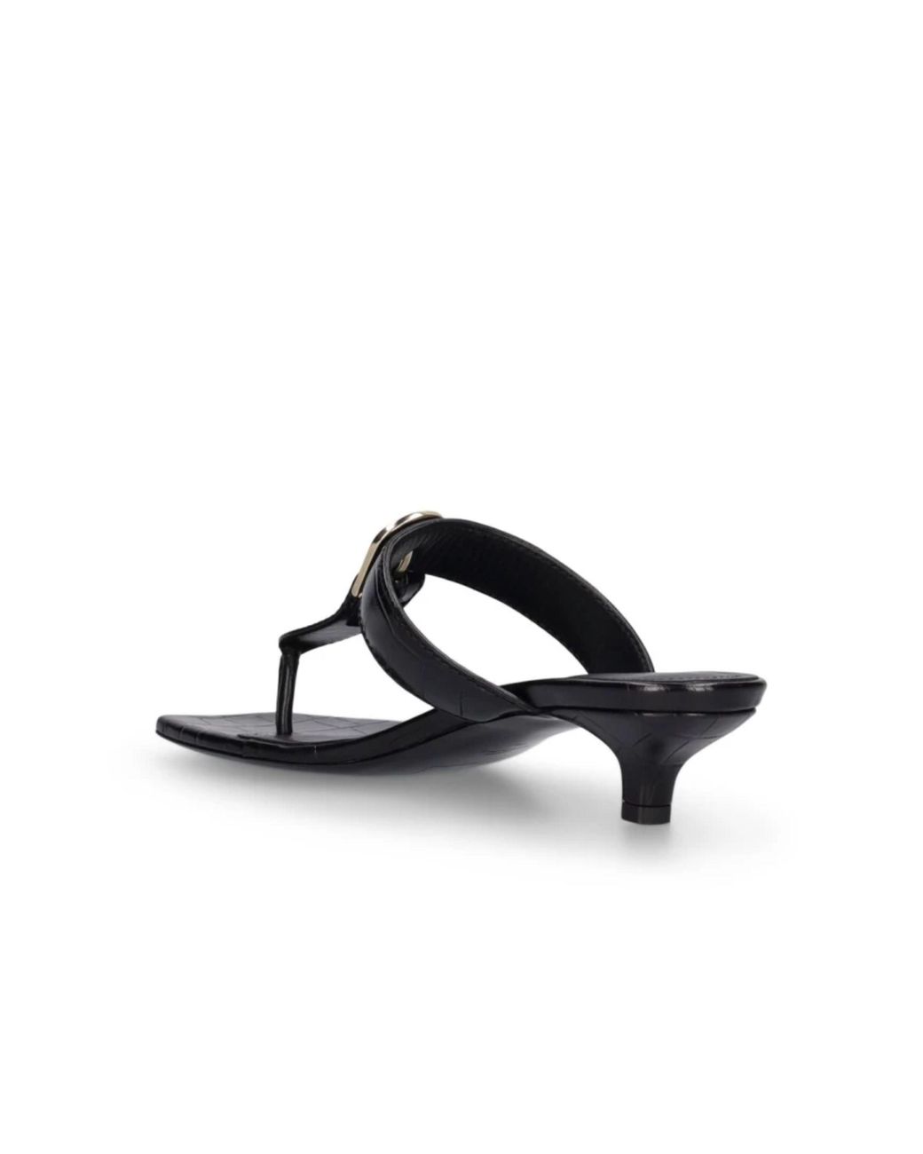 Totême Black The Belted Croco Flip-Flop Heel