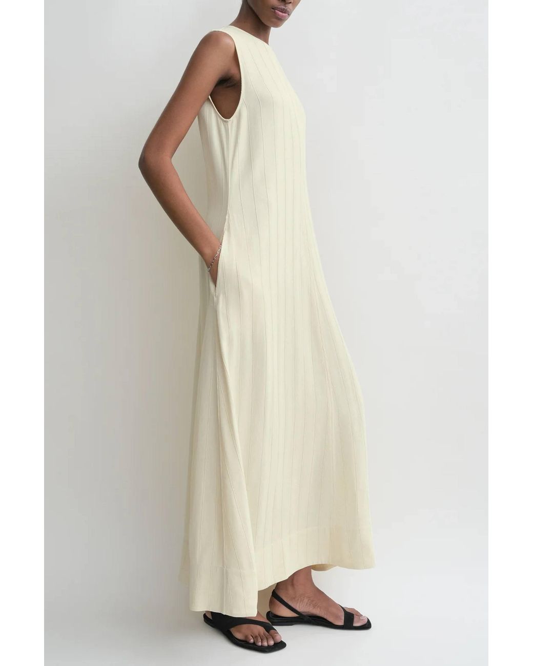 Totême White Woven Stripe Dress