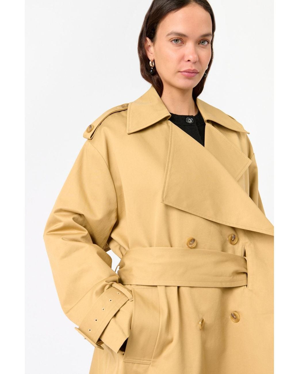7 For All Mankind Metallic Oversized Cape Trench