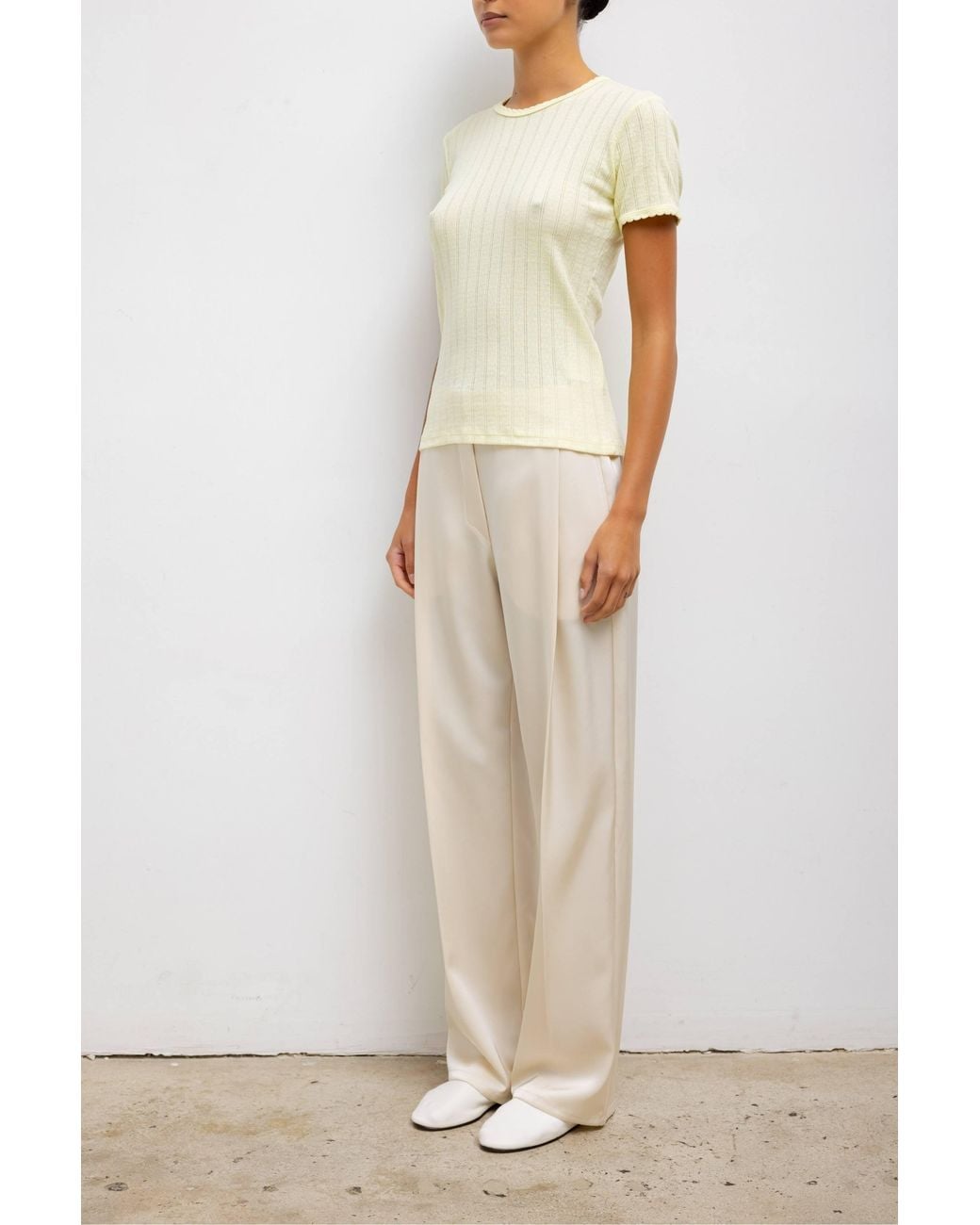 Leset Natural Pointelle Slim Fit Tee