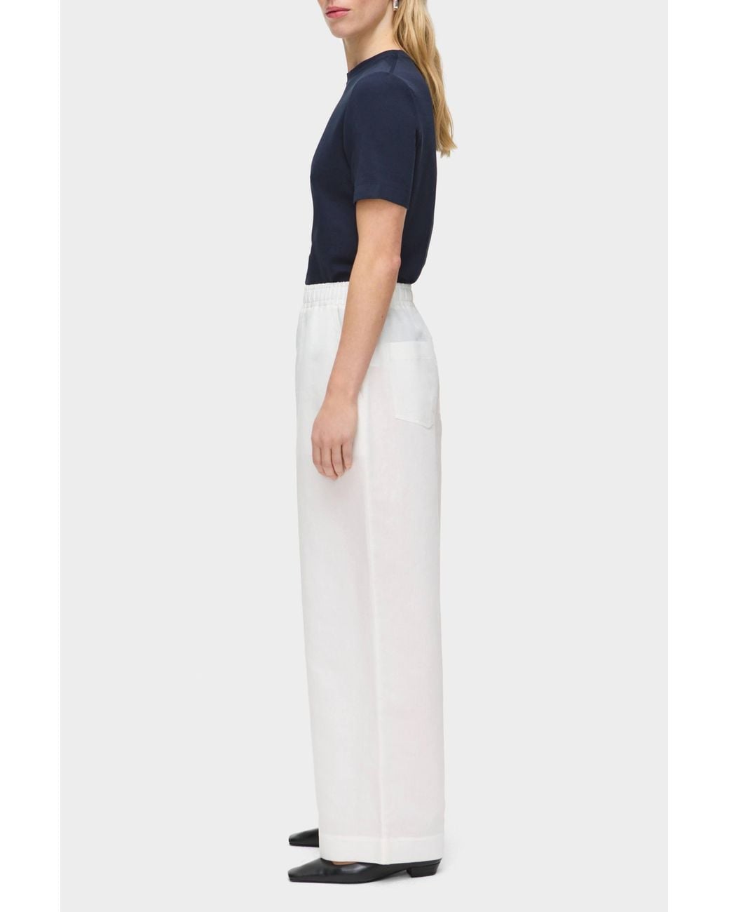 ALIGNE White Alara Linen Wide Leg Trouser