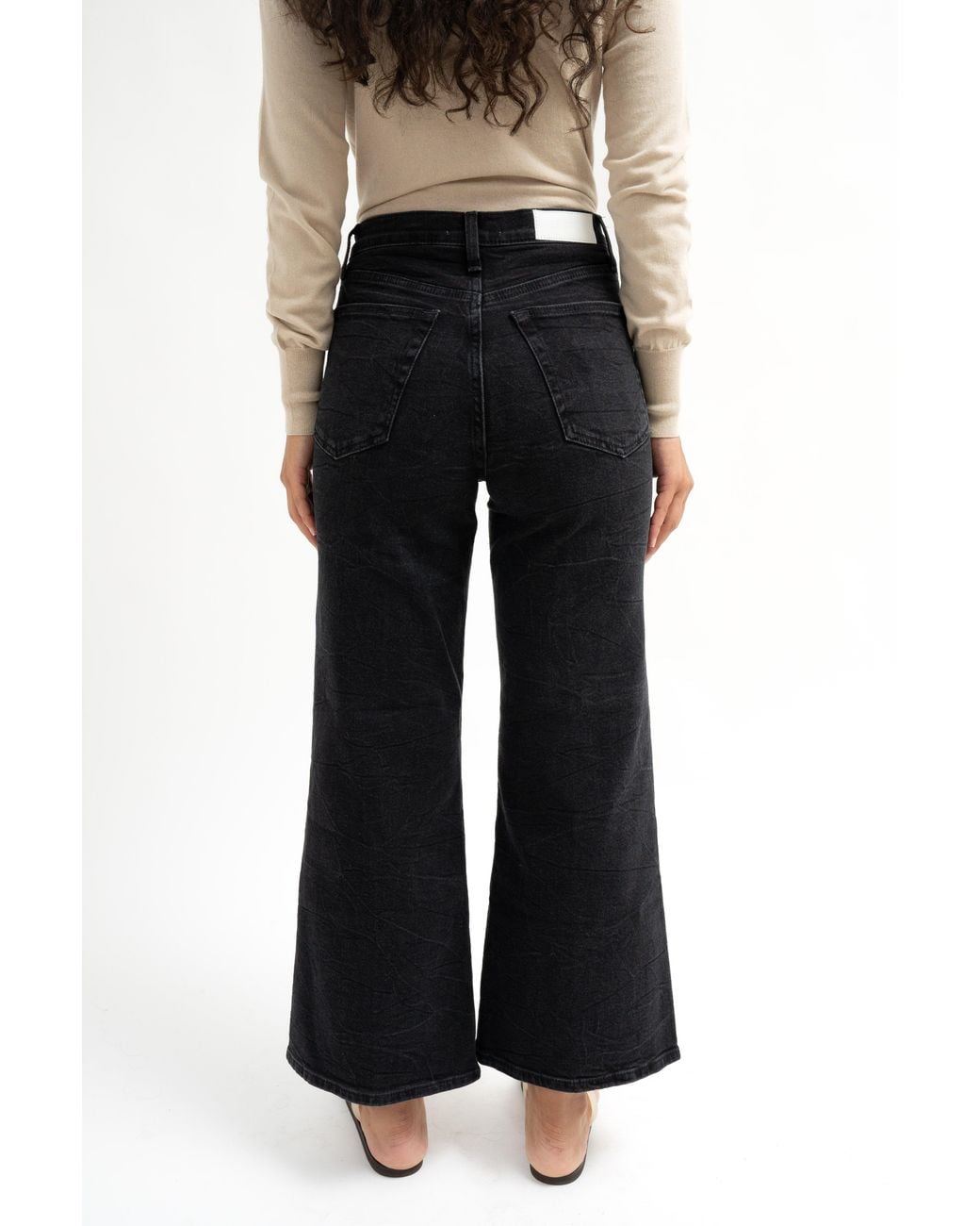 Re/done Black High Rise Wide Leg Crop