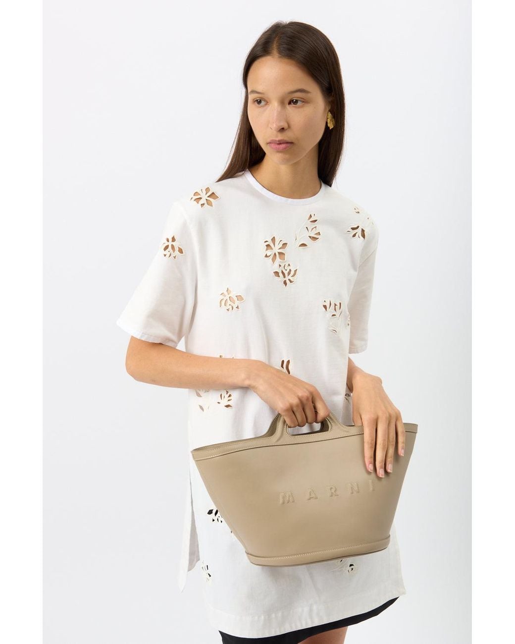 Marni Natural Tropicalia Small Leather Tote