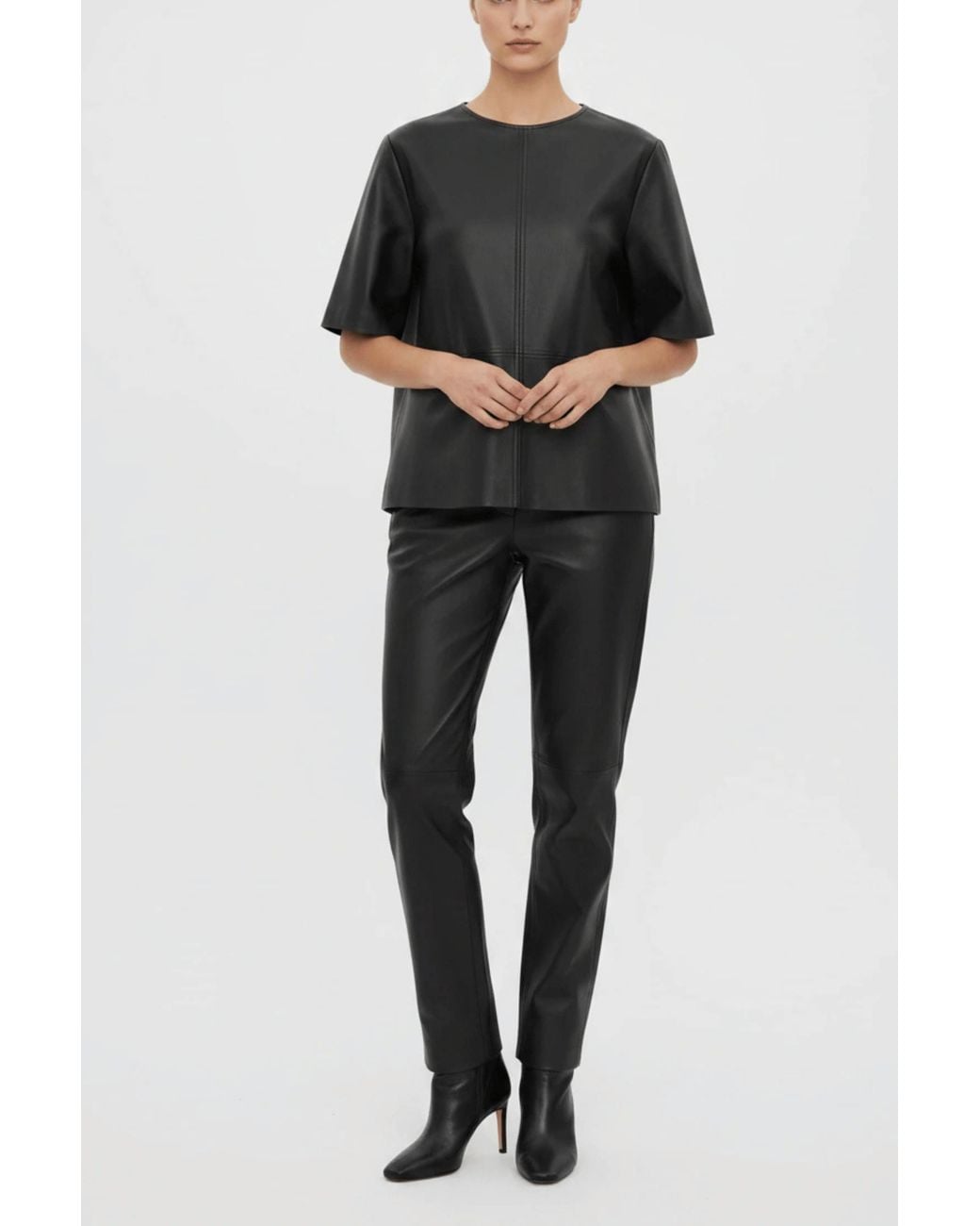 ALIGNE Black Lb Frank Leather T-Shirt