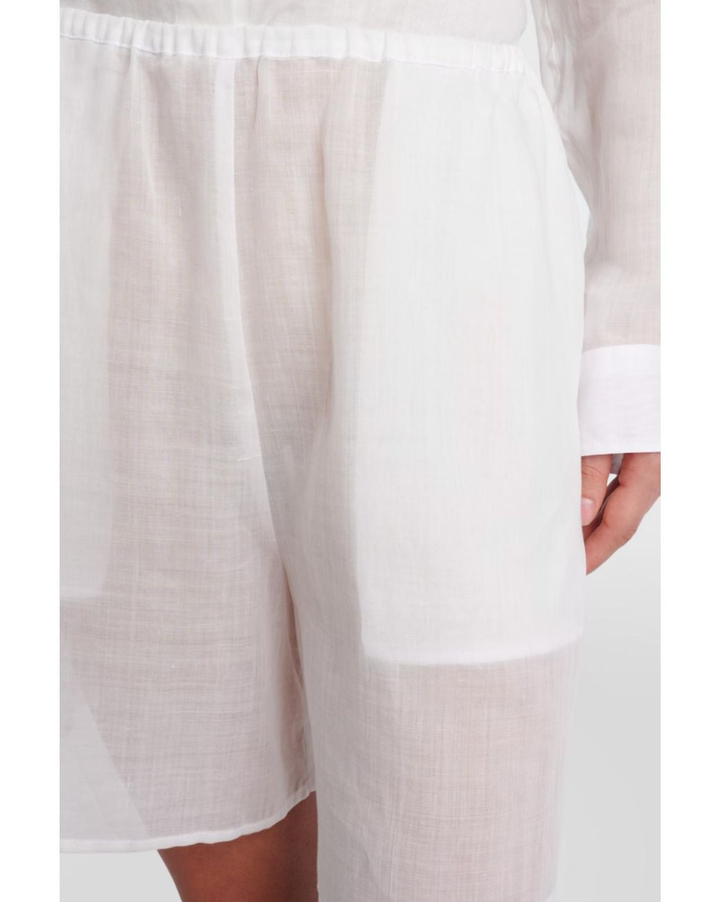 Totême White Ramie Summer Shorts