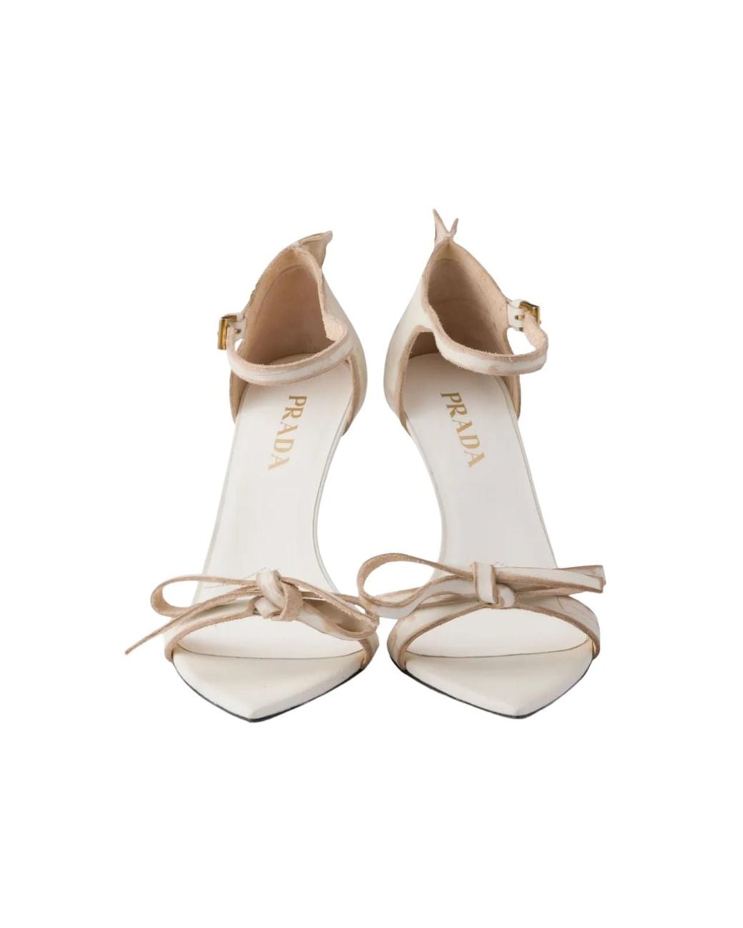 Prada White Leather Bow Sandals