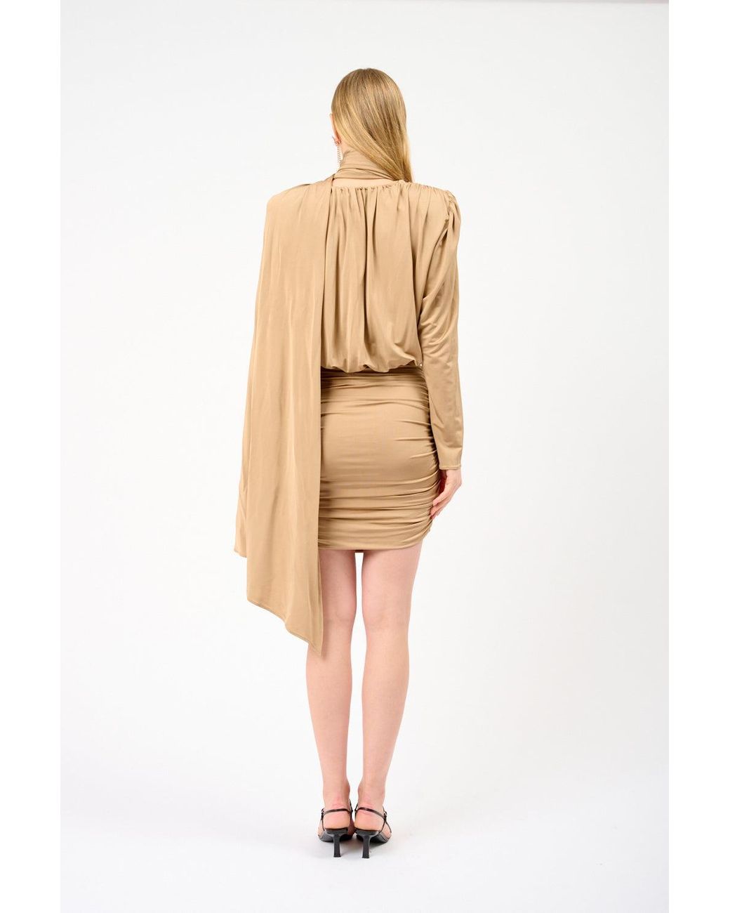 Magda Butrym White Draped Satin Mini Dress With Scarf