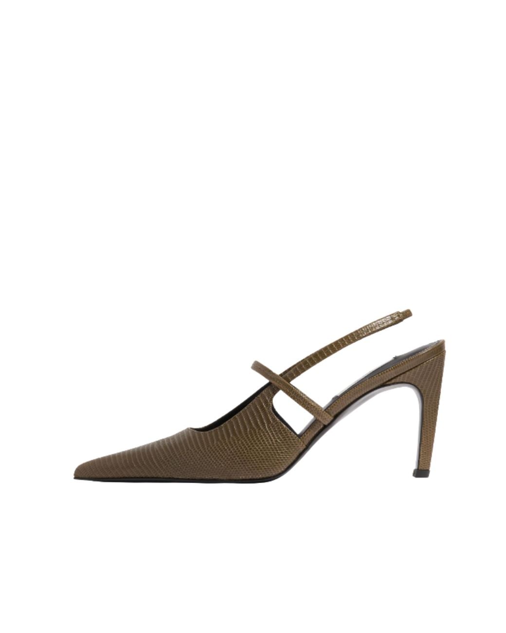 Totême Multicolor 85 Sharp Slingback Lizard Dark
