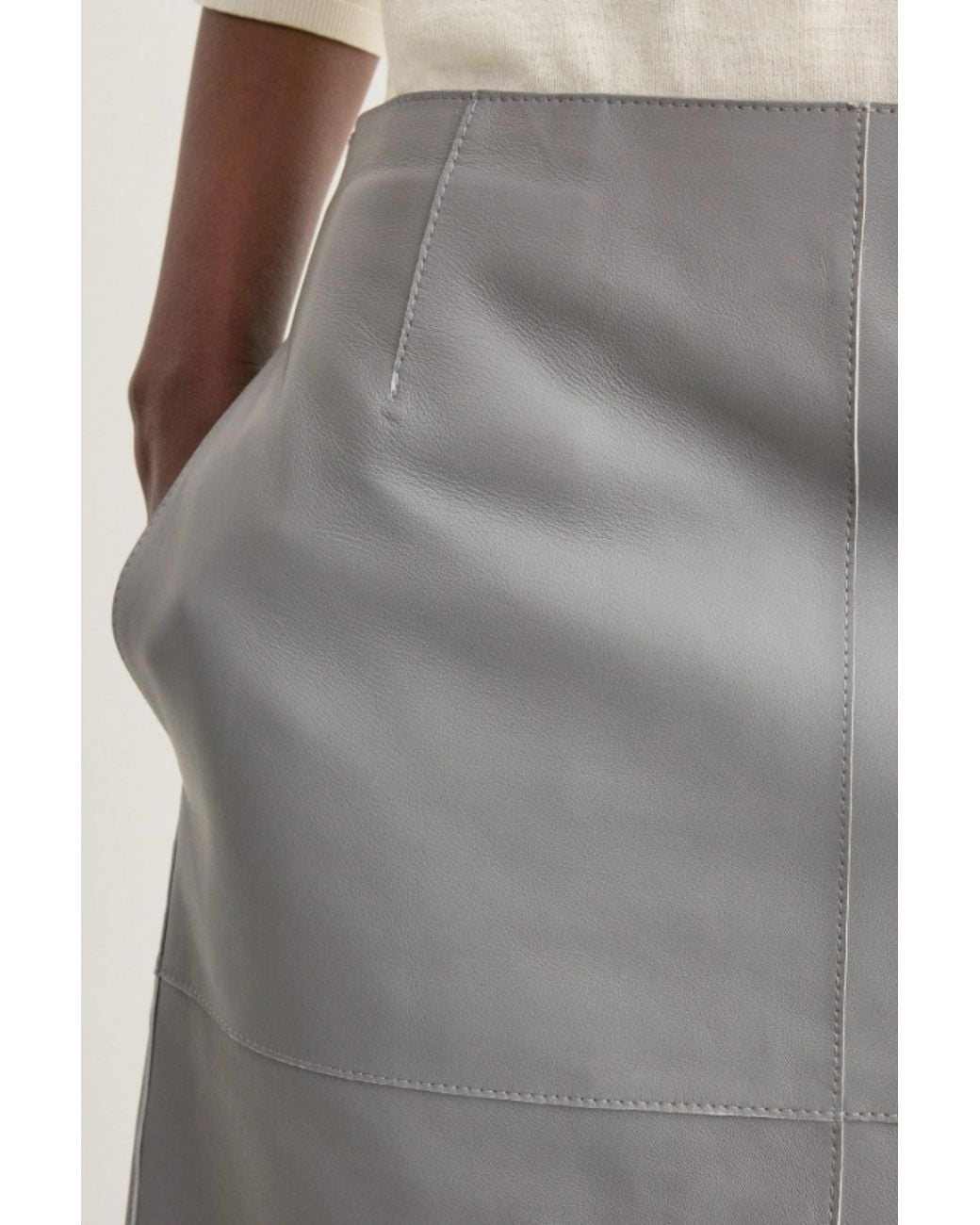 Totême  Gray Paneled Leather Skirt