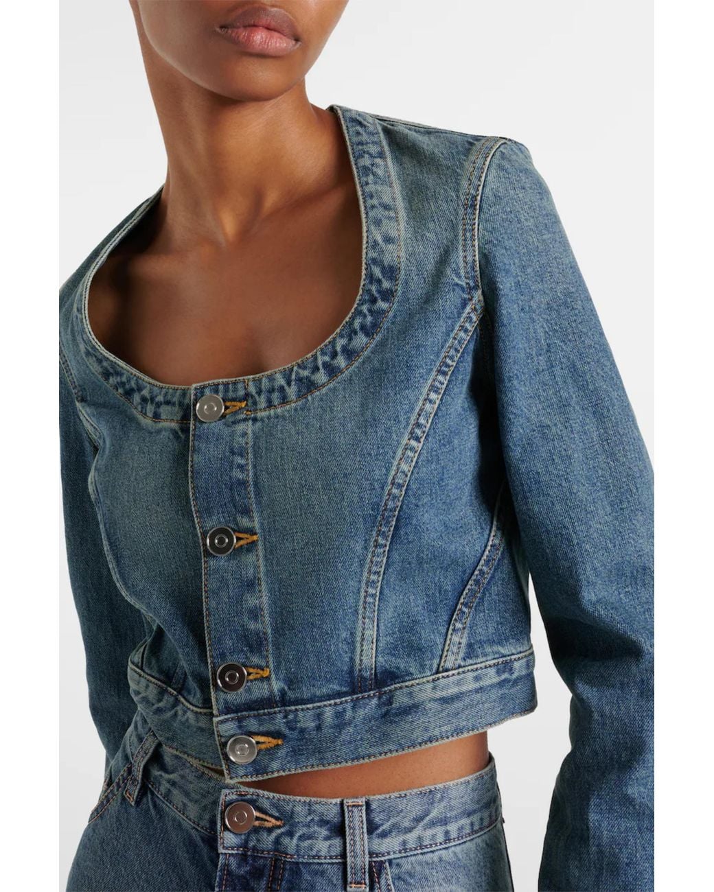 Alaïa Blue Cropped Denim Jacket
