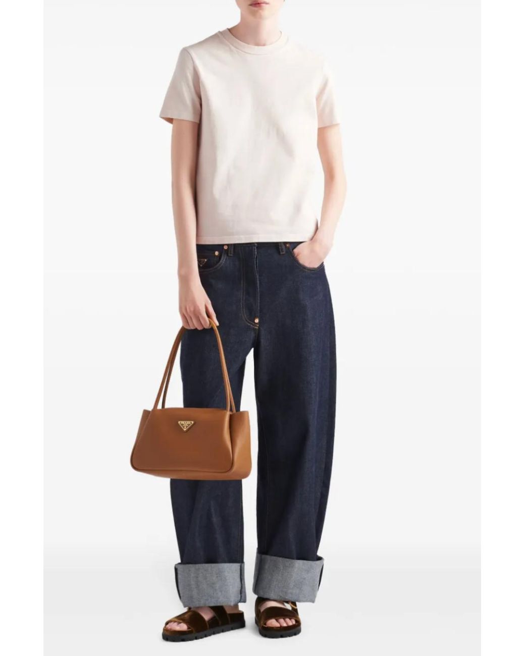 Prada White Heavy Cotton Blush T-Shirt