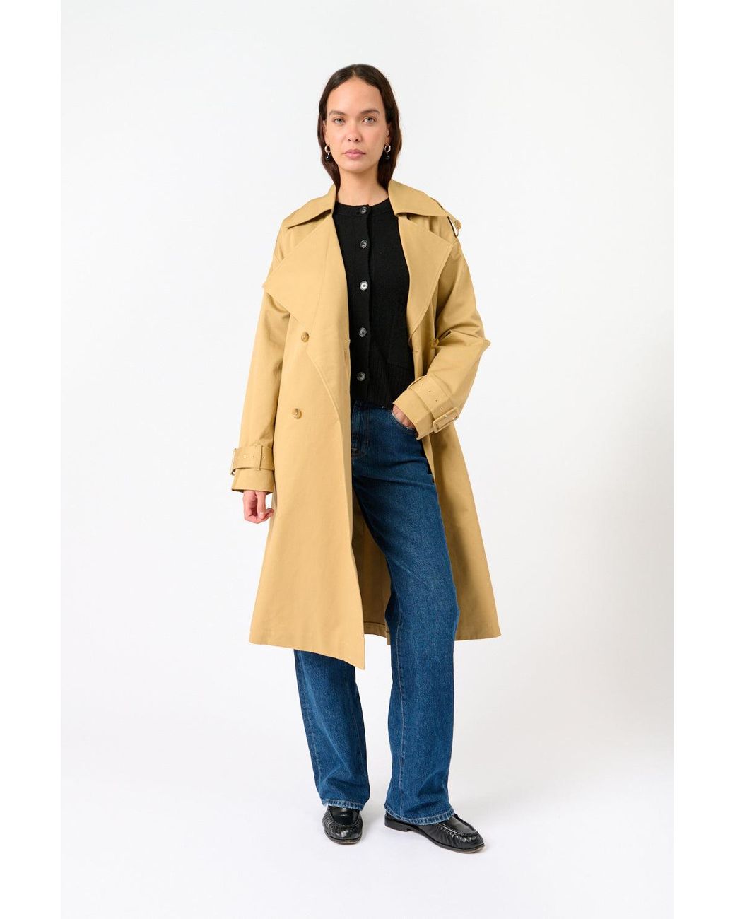 7 For All Mankind Metallic Oversized Cape Trench