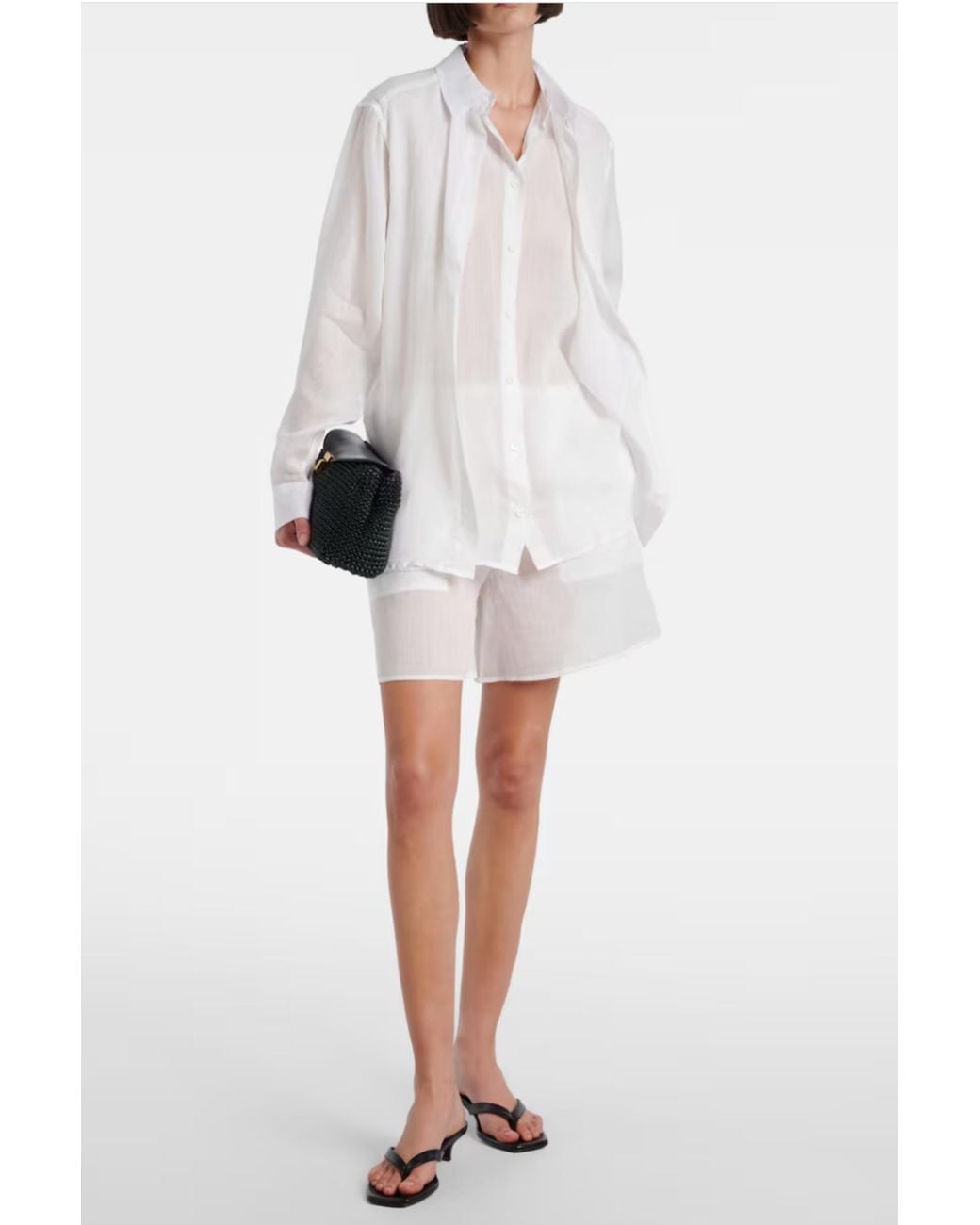 Totême White Ramie Summer Shorts