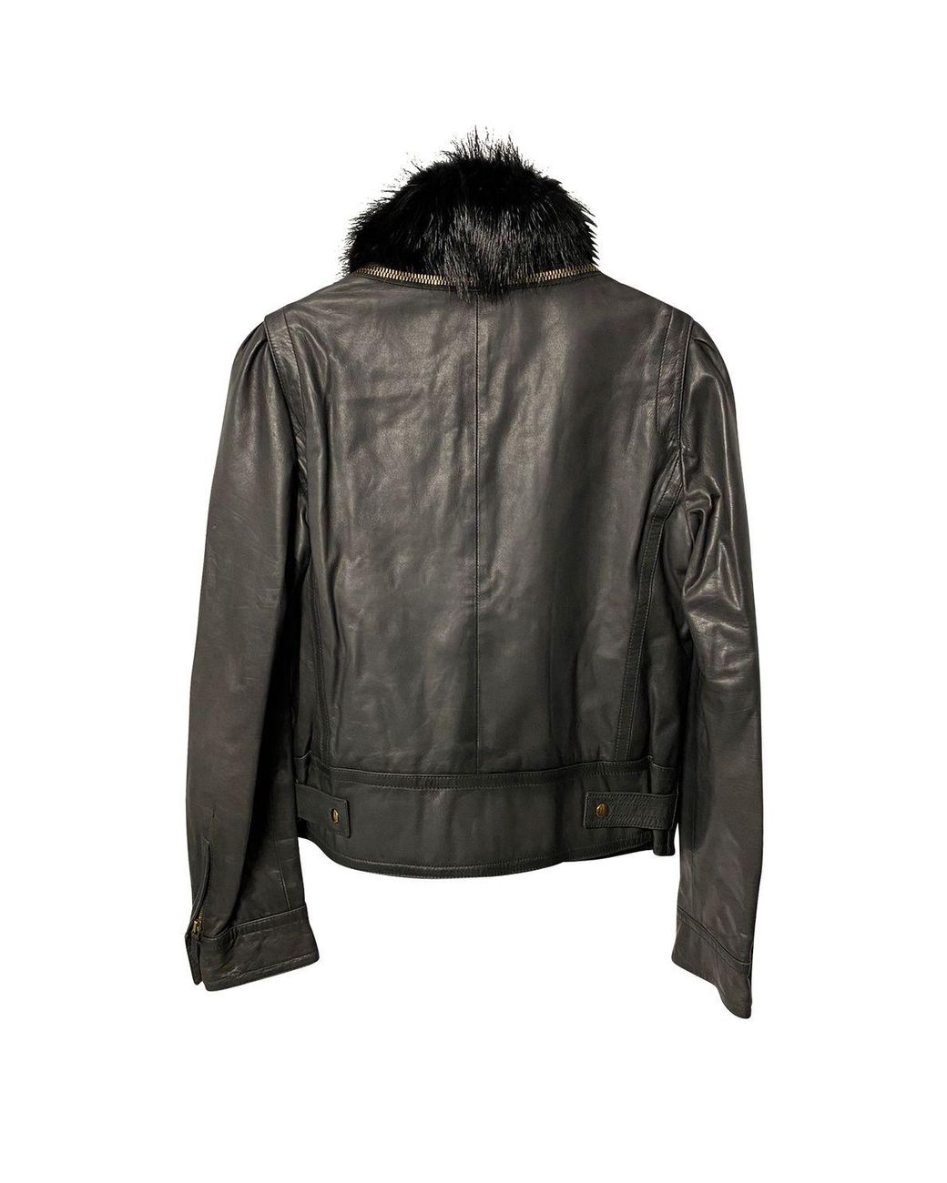 Gucci Black Jacket With Fur Collar Detail