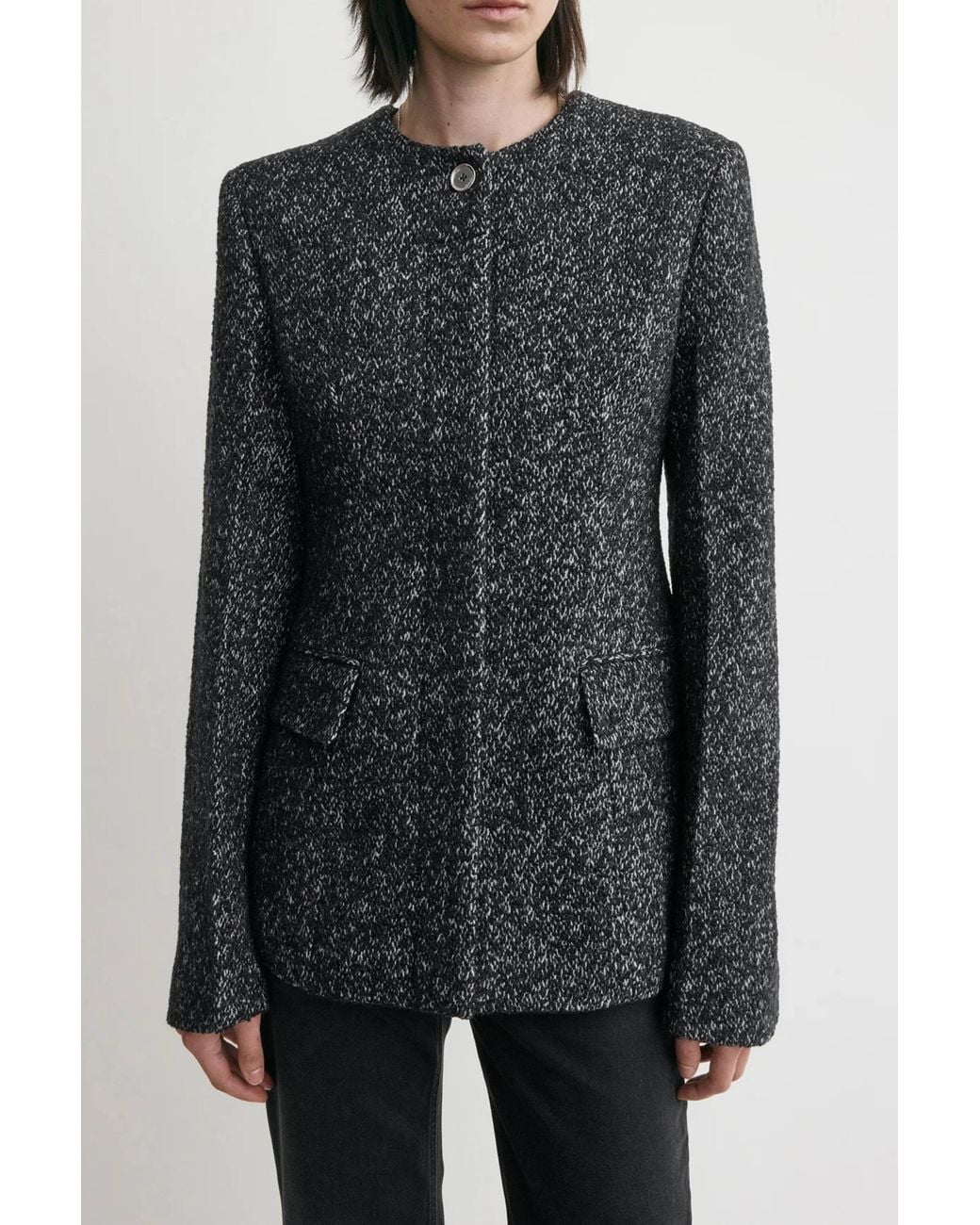 Totême Black Collarless Cinched Jacket