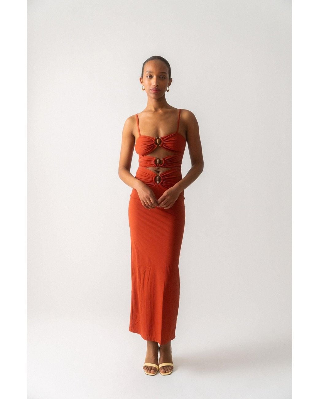 Christopher Esber Red Crystal Orbit Column Dress