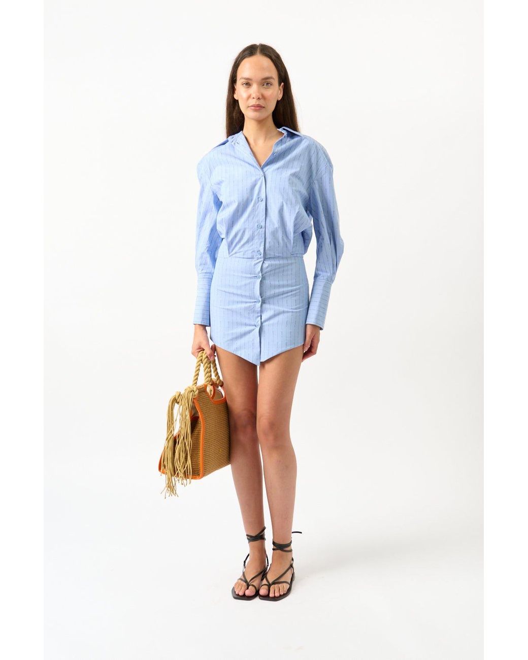 The Attico Blue Cotton Shirt Dress