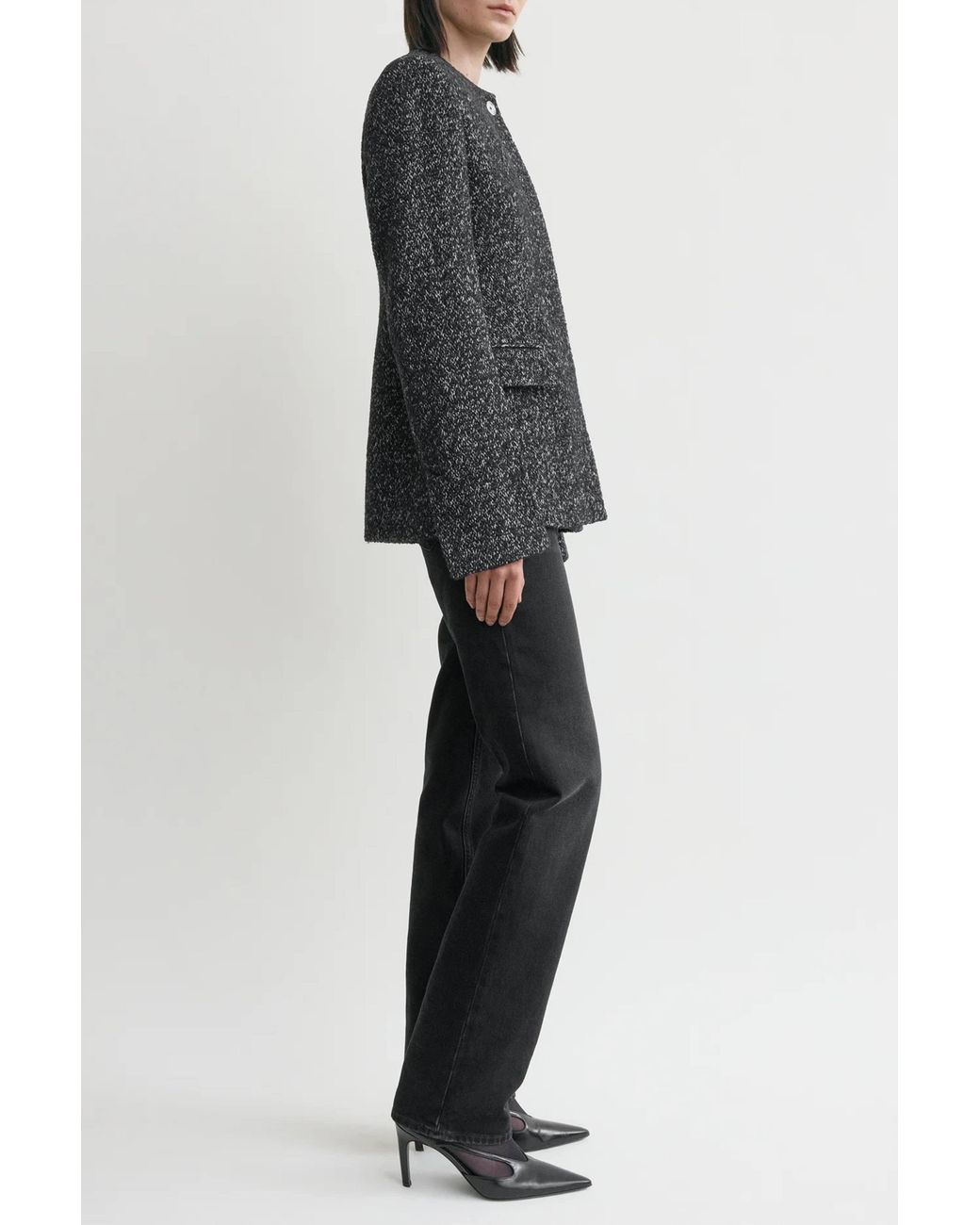 Totême Black Collarless Cinched Jacket