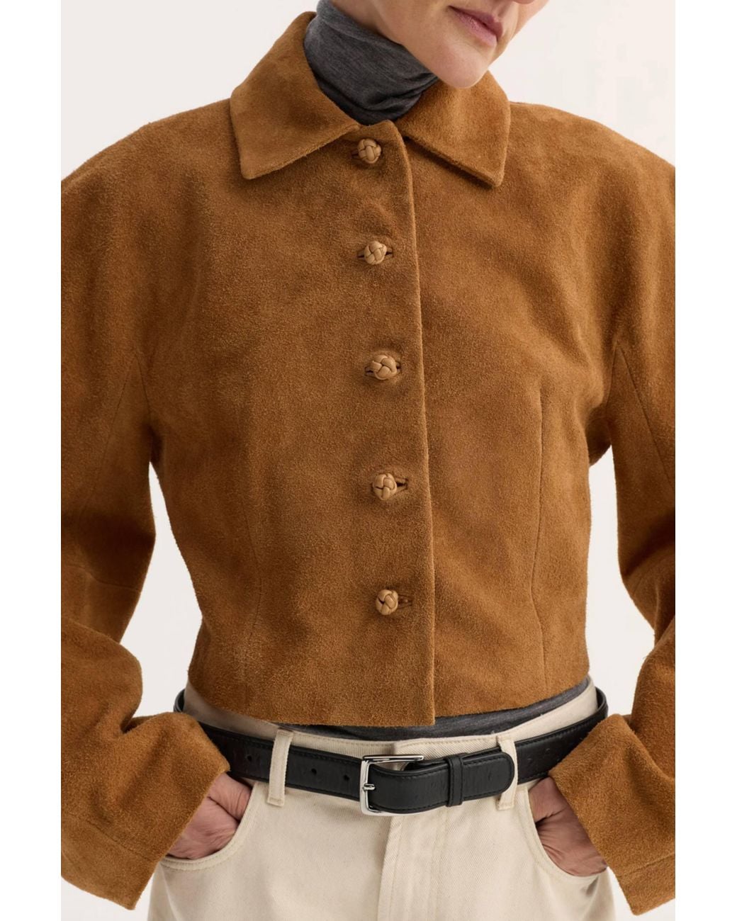 Rohe Brown Rounded Textured Suede Jacket
