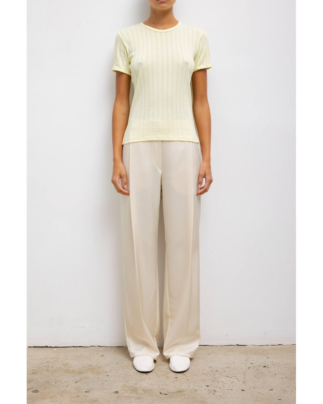 Leset Natural Pointelle Slim Fit Tee