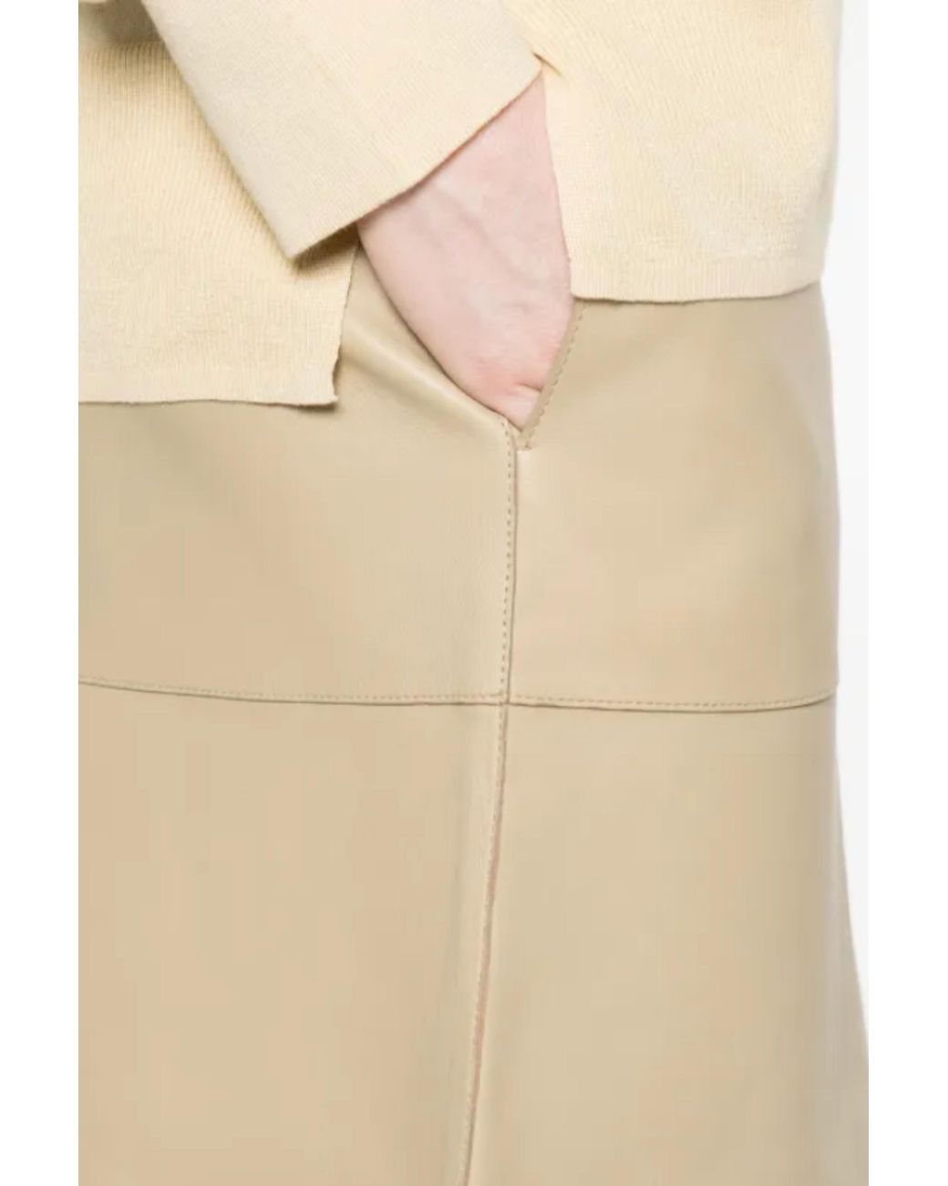 Totême  White Paneled Leather Skirt Rye