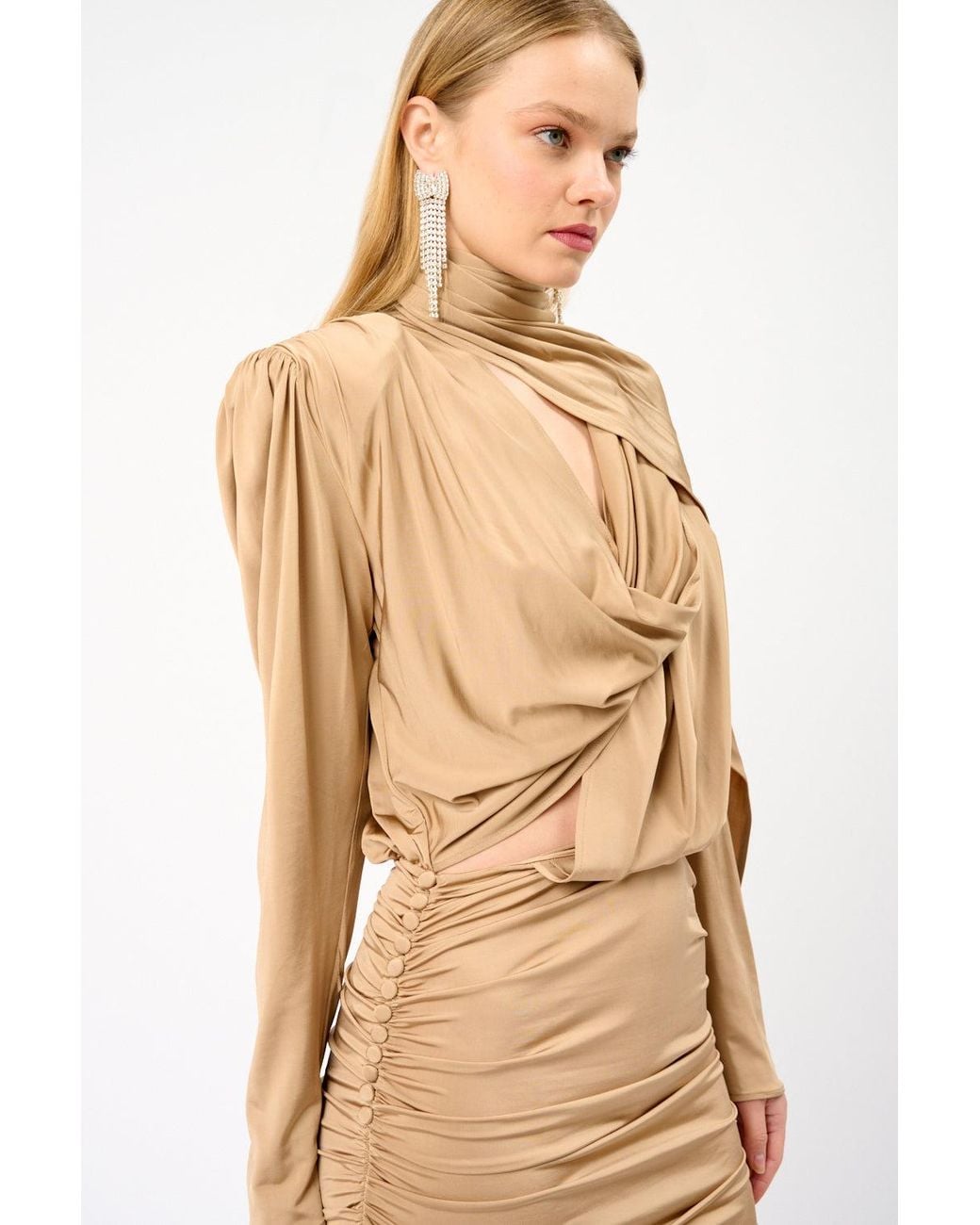 Magda Butrym White Draped Satin Mini Dress With Scarf