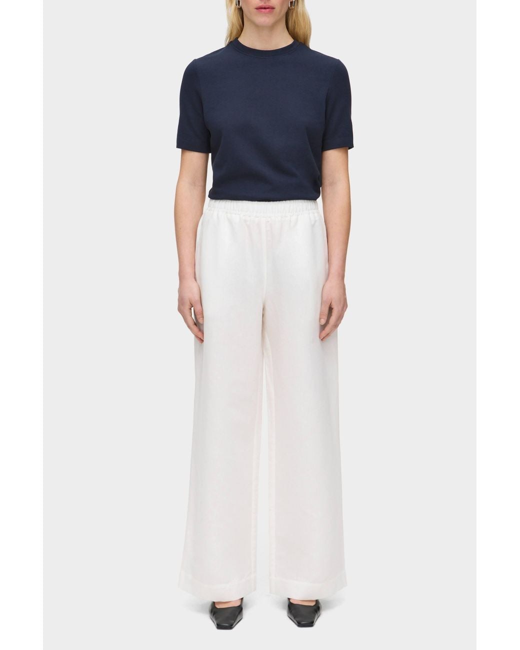 ALIGNE White Alara Linen Wide Leg Trouser